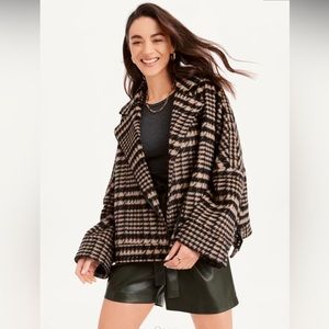 DKNY Plaid Oversized Coat